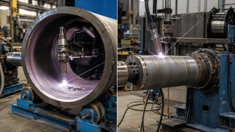 Comparison of internal and external diameter TIG cladding systems