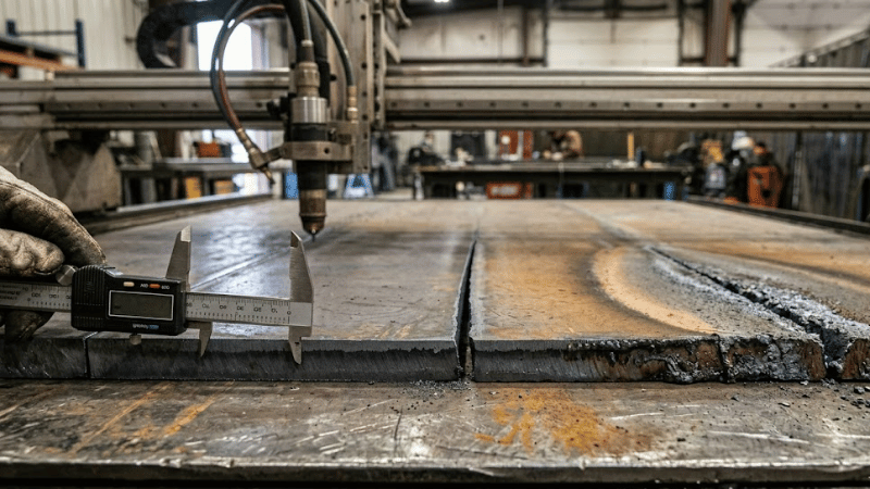 Comparison of cut edge quality, kerf width, and surface finish for plasma and oxy-fuel cutting