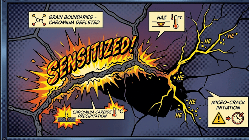 comic style sensitization in stainless steel welding microstructure
