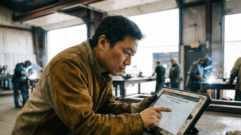 studying a Welding Procedure Specification (WPS) on a standard